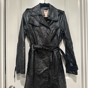 Candie's Black Trench Coat with Glossy Finish